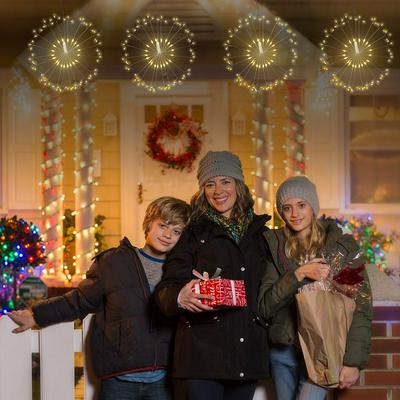 Dandelion Shaped Waterproof 8 Functions Battery Operated DIY Holiday LED Firework Light with Remote Control Decoration for Christmas Garden Room Party