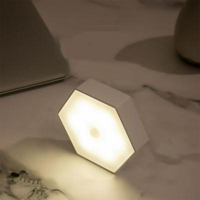 Creative Hexagonal Rechargeable Human Body Induction Night Light LED Magnetic Suction Cabinet Lamp