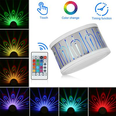 Colorful Peacock Projection Lamp Touch Remote Control Night Light Hotel Bedroom Decoration Bedside Wall Light