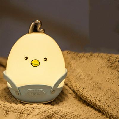 Cute Cartoon Slicone Overalls Chicken Sleeping Lamp Bedroom Bedside Night Light Decompression Pat Light