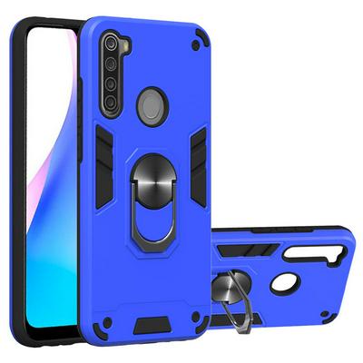 2 in 1 Shockproof Anti-Fingerprint Hard PC + Soft TPU with Ring Kickstand Back Cover Case for Xiaomi Redmi Note 8T