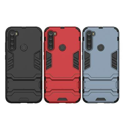 Iron Man Armor Creative Anti-Fall 3 in 1 Detachable Hard PC + Soft TPU with Invisible Stand Back Cover Case for Xiaomi Redmi Note 8T