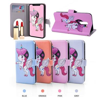 Pegasus Unicorn Pattern with Makeup Mirror PU Leather + Soft TPU with Stand Support and Card Holder and Wallet Slots Protective Case for Xiaomi Pocophone F1 / Poco F1