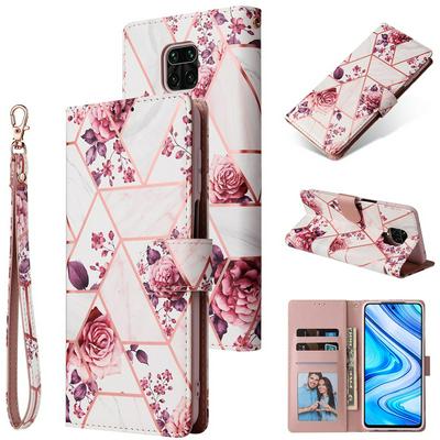 Bronzing Marble Stitching Geometric Patterns Shockproof and Scratchproof PU Leather+TPU Wallet Phone Case for Xiaomi Redmi Note 9 Pro/Note 9S