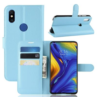 Lichee Pattern Side Flip Wallet Style PU Leather + Soft TPU Card Holder with Stand and Magnetic Buckle Case for Xiaomi MI Mix 3