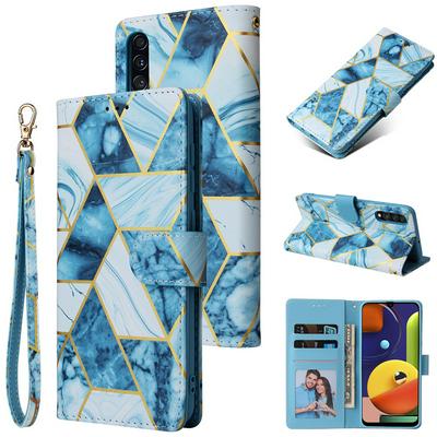 Bronzing Marble Stitching Geometric Patterns Shockproof and Scratchproof PU Leather+TPU Wallet Phone Case for Xiaomi Redmi 9A