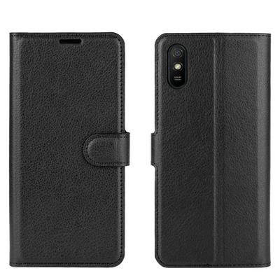 Simple Solid Color Left and Right Open Scratch Resistant PU Leather Phone Case with Stand and Card Slots for Xiaomi Redmi 9A