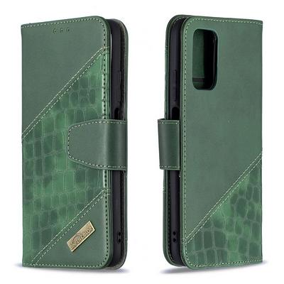 Colorblock Crocodile Pattern BF04 Scratch Resistant PU Leather Wallet Phone Case with Stand &Card Slots for Xiaomi Poco M3