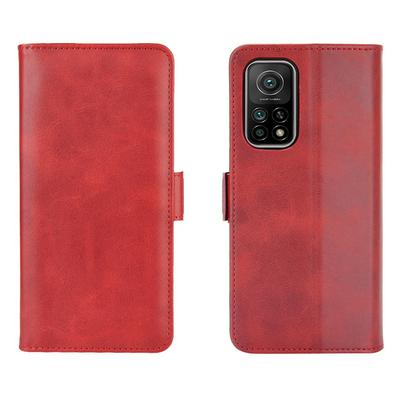 Double Buckle Side Flip Scratch Resistant PU Leather +TPU Wallet Phone Case with Stand and Card Slots for Xiaomi Mi 10T 5G