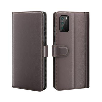 Solid Color Shock-Absorption Side Flip Genuine Leather + Soft TPU Magnetic Buckle Wallet Case for Xiaomi Poco M3