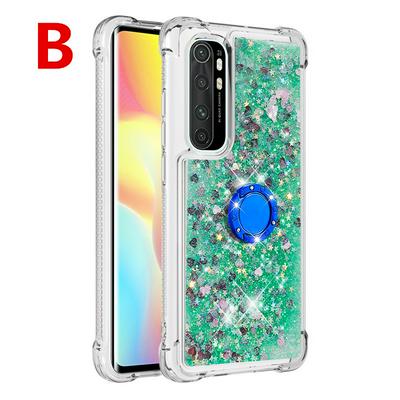 Airbag TPU Phone Case for Xiaomi Mi Note 10 Lite Ring Buckle Anti-fall Scratch Resistant Quicksand Protective Cover