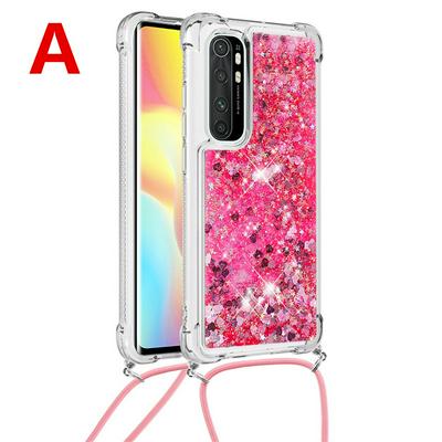 Airbag TPU Case for Xiaomi Mi Note 10 Lite Anti-fall Scratch Resistant Quicksand Back Phone Cover with Lanyard