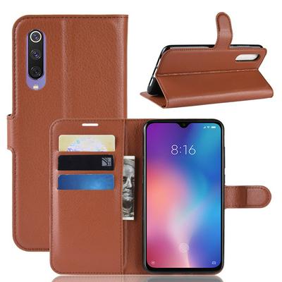 Lichee Pattern Side Flip Wallet Style PU Leather + Soft TPU Card Holder with Stand and Magnetic Buckle Case for Xiaomi Mi 9 SE