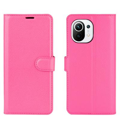 Lychee Pattern Flip Folio Leather Case for Xiaomi Mi 11 Scratch Resistant Wallet Style Cover with Stand and Card Slots
