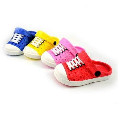 Breathable Child Imitation Canvas Shoes Lace Hole EVA Beach Sandals Garden Slippers for Girls Boys Kids