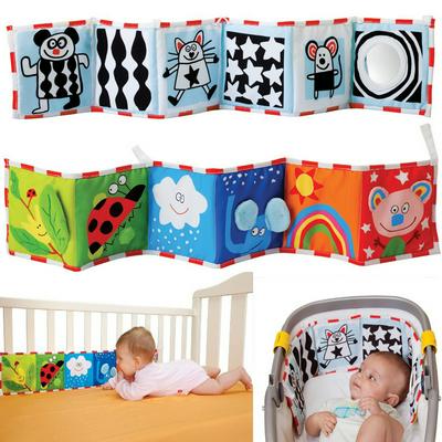 Baby Crib Clip-On Bumpers Reversible Colorful Double-Sided Cloth Pram Book Intelligence Development Toy for Infant Baby Stroller Accessories