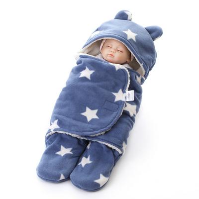 65*75cm Print Stars Pattern Plush Double-Layer Fleece Full Polyester Newborn Blanket Sleeping Bag 