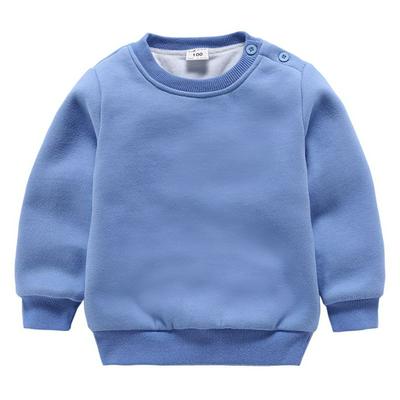 90/100cm Solid Color Children Boys Girls Spring Winter Plus Velvet Thickened Warm Keeping O-Neck Long Sleeves Tops Children Wear