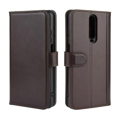Litchi Pattern Side Flip Shockproof Genuine Leather + Soft TPU Magnetic Buckle with Stand and Card Slots Wallet Case for Xiaomi Redmi K30