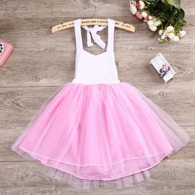 90-130cm Summer Girls Stylish Stitching Sleeveless Back Bandage Costumes Wedding Princess Dress Children Wear