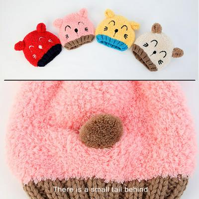 Cute Cartoon Bear Pattern Kids Baby Toddler Winter Warm Knit Hat Crochet Beanie Cap