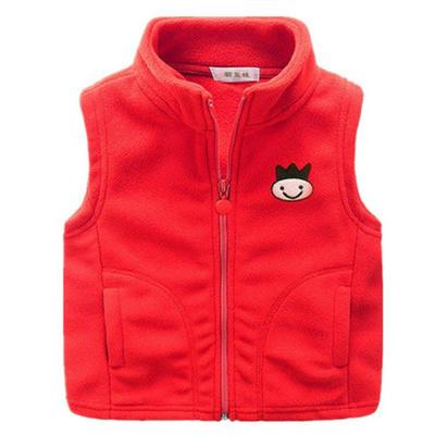Double-layer Thickened Children's Casual Zipper Polar Fleece Vest Coat for Autumn and Winter