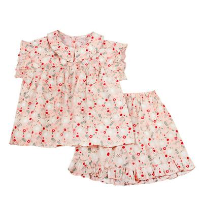 Summer Cool Girl Shorts + Short Sleeve Tops T-shirt Pajamas Children Sleepwear 