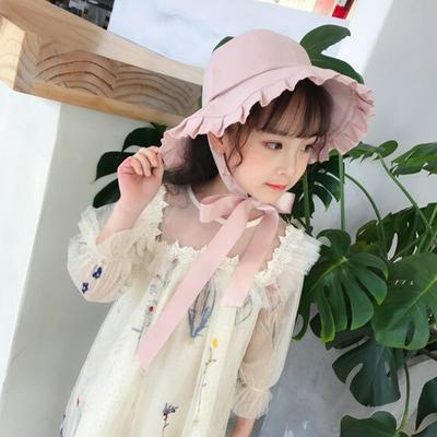 Cute Sun Protection Hat with Large Pleated Rim and High Crown in Korean Style for Girls