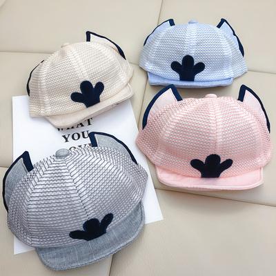 Baby's Fashionable Cute Baseball Cap with Short Visor Breathable Cotton Hat with Decorative Factional Ears