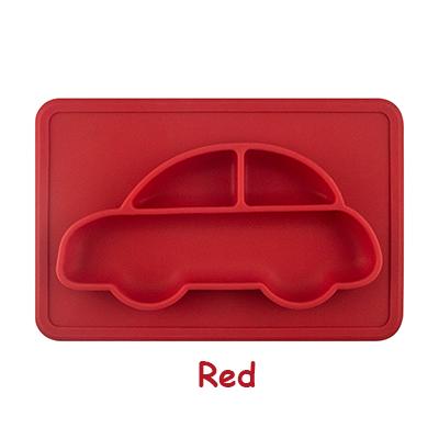 Cartoon Car Shaped Creative Kids Children Baby Plate Silicone Dishes Bowl With Suction Cup Kids Feeding Food Tray Dishes 