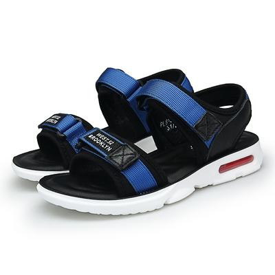 Boy's Open Sandals Non-slip Two-strap Beach Shoes Size 26 to 37(Blue)