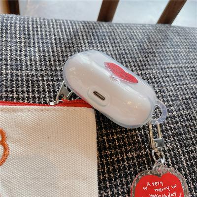 Love Pattern with Cute Pendant Transparent TPU Protective Bluetooth Earphone Charging Case Cover Skin for Apple Airpods 3 / Airpods Pro