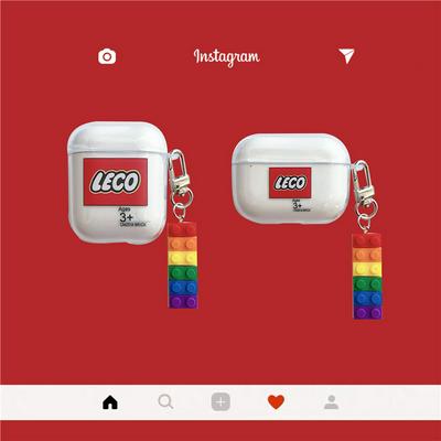 LEGO Letter Pattern with Building Blocks Pendant TPU Protective Bluetooth Earphone Charging Case Cover Skin for Apple Airpods 1 2