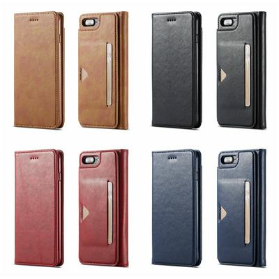 Solid Color Shockproof Side Flip PU Leather + Soft TPU Card Slots and Stand Wallet Case for iPhone 7 Plus / 8 Plus
