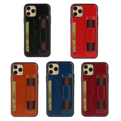 Fashion Anti-Fall Leather Coated with Card Slot and Hidden Kickstand Soft TPU Back Cover Case for iPhone 11 Pro 5.8