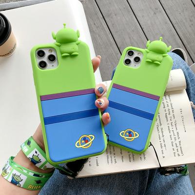 Cartoon Monster Pattern Anti-Scratch Shockproof Soft Silicone with Lanyard Back Cover Case for iPhone 12 (5.4)