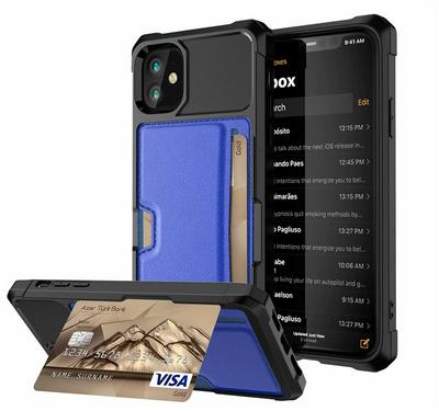 Phone Case with Card Holder for iPhone 2019 6.1inch, Bumper-reinforced Phone Cover with Card Slots