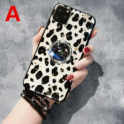 Bling Sparkle Glitter Gold Foil Hard PC with Diamond Studded Stand Holder and Strip Shockproof Anti-Scratch Back Cover Case for Apple iPhone 11(6.1)
