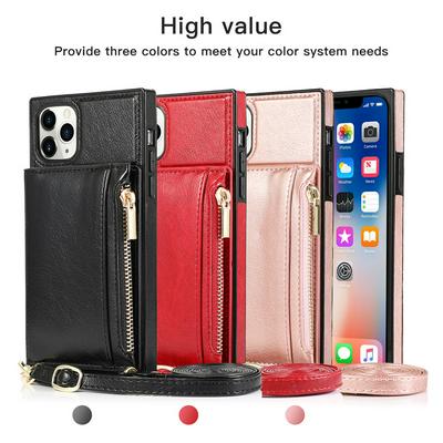 Fashion Crossbody Type Multi-purpose Zipper Drop Protection Flip Card Slots PU Leather Wallet Phone Case for iPhone 11 Pro(5.8)