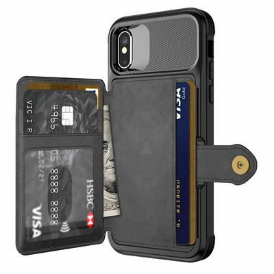 Car Magnetic Absorption Anti Fall Protection with Multi Leather Card Slots and Picture Frame Soft TPU Back Cover Protective Case for iPhone XR 6.1
