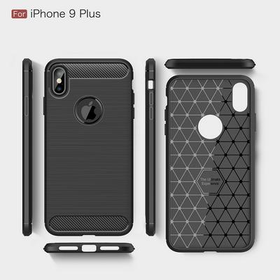 Carbon Fiber Pattern Brushed Metal Soft TPU Back Cover Case for iPhone Xs Max 6.5