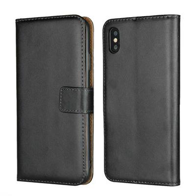 Solid Color Shockproof Side Flip Genuine Leather + Soft TPU Card Slots with Magnetic Buckle and Stand Protective Case for iPhone Xs Max 6.5
