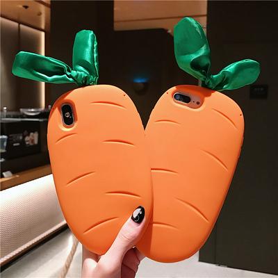 3D Cartoon Lovely Carrot Pattern Design Shockproof Soft Silicone Back Cover Protective Case for iPhone 7 Plus / 8 Plus