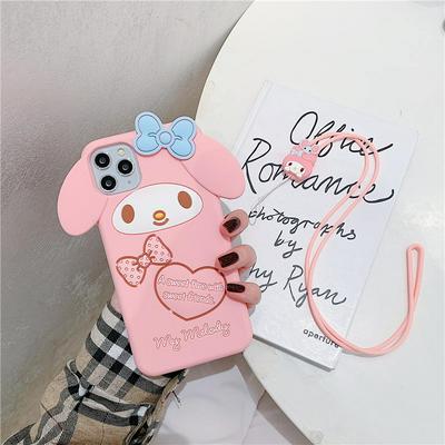 3D Cartoon Lovely Melody Pattern Shockproof Anti-Scratch Soft Silicone with Strap Back Cover Case for iPhone 11 Pro 5.8