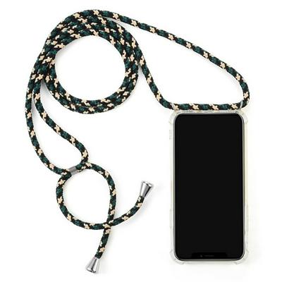 New Type 2 in 1 Four-corner Drop-proof+Lanyard Soft TPU Acrylic Phone Case for iPhone 12(5.4)