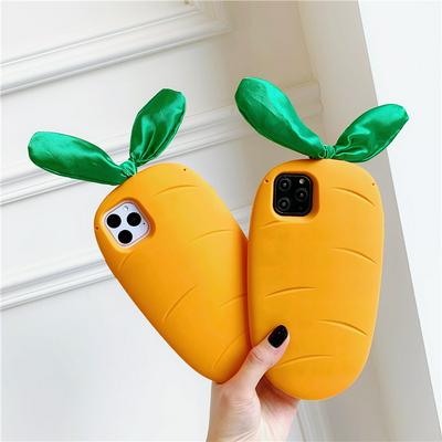 3D Cartoon Lovely Carrot Pattern Design Shockproof Soft Silicone Back Cover Protective Case for iPhone 11 Pro 5.8