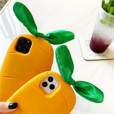 3D Cartoon Lovely Carrot Pattern Design Shockproof Soft Silicone Back Cover Protective Case for iPhone 11 Pro Max 6.5