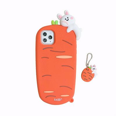 3D Cartoon Carrot Rabbit Anti-Scratch Shockproof Soft Silicone Back Cover Case for iPhone 11 Pro (5.8)