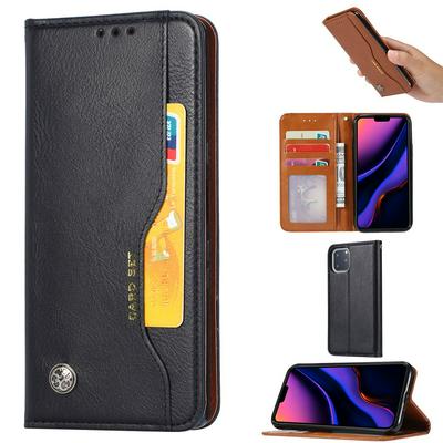 For iPhone Pro Max (6.5) Classic Knead Skin Pattern Magnetic Closure Anti-drop Flip Leather Case with Card Slot