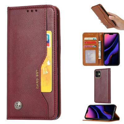 For iPhone 11 (6.1) Classic Knead Skin Pattern Magnetic Closure Anti-drop Flip Leather Case with Card Slot